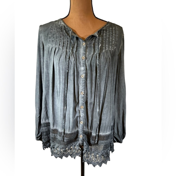 She & Sky Boho Peasant Top S - Picture 2 of 8